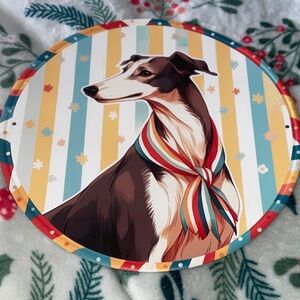 BROWN GREYHOUND METAL SIGN Round Beautiful Dog NEW
